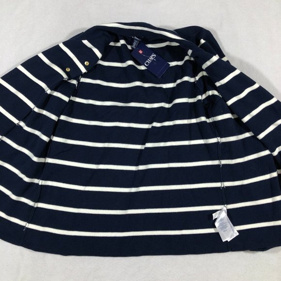 Chaps Jacket Womens Large Stripe Asymmetrical Knit Moto Sweater Jacket NEW $99 - Picture 9 of 13